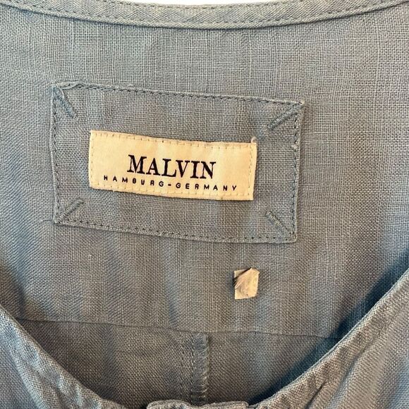 Malvin Sz M* Light Blue Linen Casual Summer Button Front Shirt Dress - Picture 5 of 6